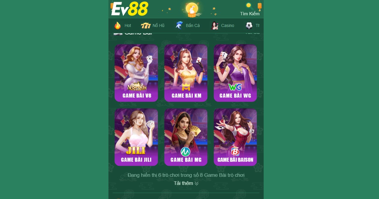 EV88 16 Các nhà cung cấp tựa game bài hợp tác với EV88