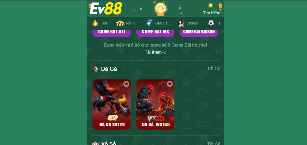 EV88 18 Sảnh đá gà EV88 có hai nhà cung cấp lớn là SV128 và WS168