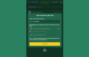 Thêm tài khoản ngân hàng nếu chọn hình thức rút tiền EV88 là về tài khoản thanh toán